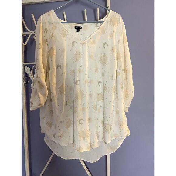 Torrid Sun and Moons Shirt blouse cosmics stars 1 - Picture 1 of 5
